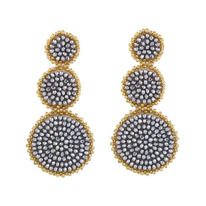 Fashion-shaped Round Mosaic Rice Beads Imitated Crystal Earrings Nhas132599