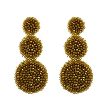 Fashion-shaped Round Mosaic Rice Beads Imitated Crystal Earrings Nhas132599