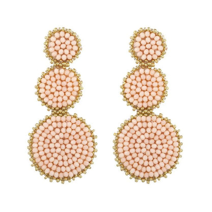 Fashion-shaped Round Mosaic Rice Beads Imitated Crystal Earrings Nhas132599