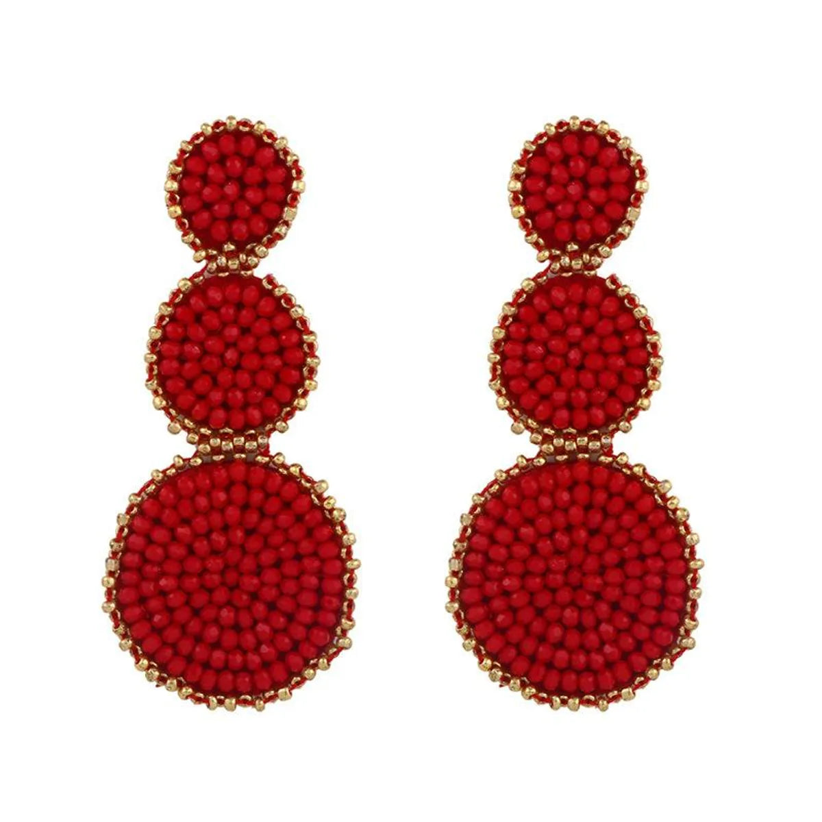 Fashion-shaped Round Mosaic Rice Beads Imitated Crystal Earrings Nhas132599