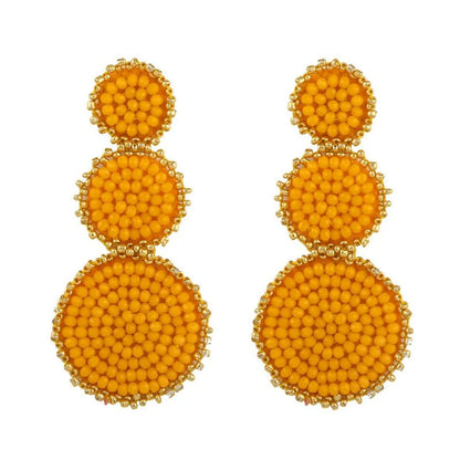 Fashion-shaped Round Mosaic Rice Beads Imitated Crystal Earrings Nhas132599