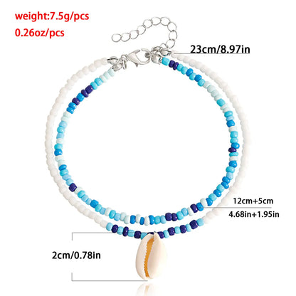 Fashion Shell Alloy Beaded Anklet