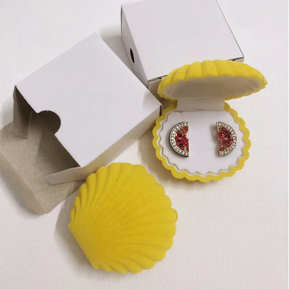 Fashion Shell Plastic Flocking Jewelry Boxes 1 Piece