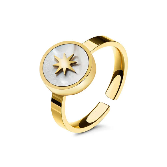 Fashion Shell Star Titanium Steel Simple Fashion Opening Ring