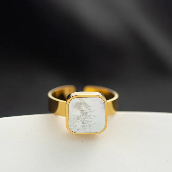 Fashion Shell Star Titanium Steel Simple Fashion Opening Ring