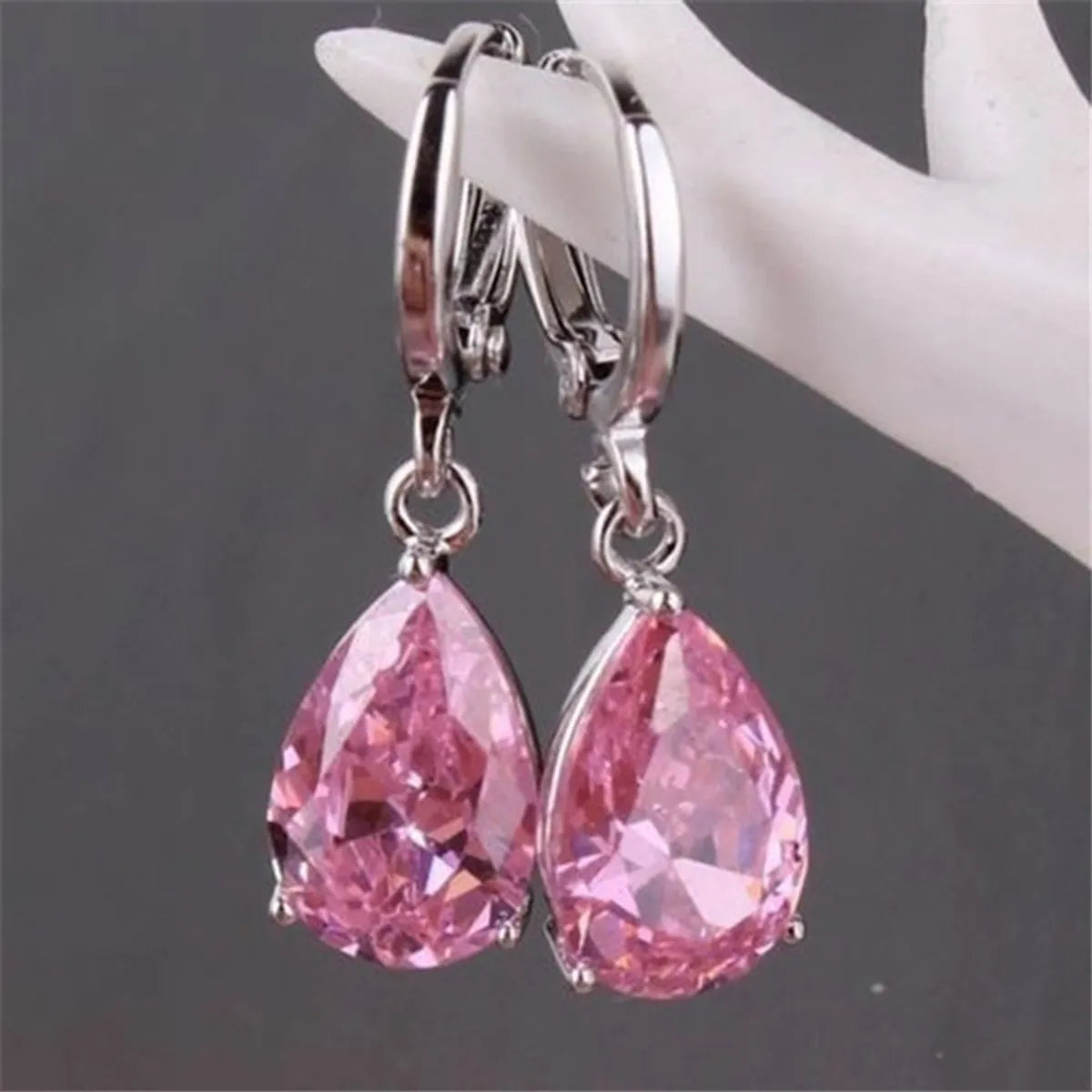 1 Set Elegant Water Droplets Plating Alloy Crystal Earrings