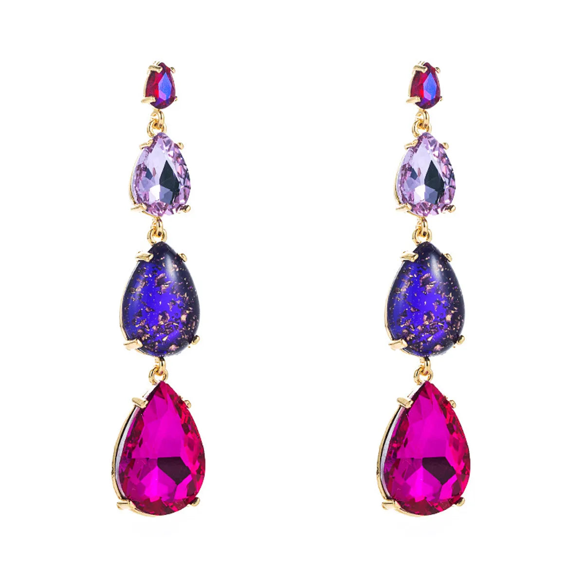 Fashion Shiny Long Drop-shaped Colorful Alloy 
rhinestone Earrings