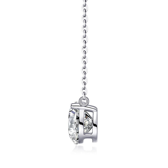 Fashion 925 Silver Geometric Moissanite Inlay Clavicle O Word Chain Necklace For Women