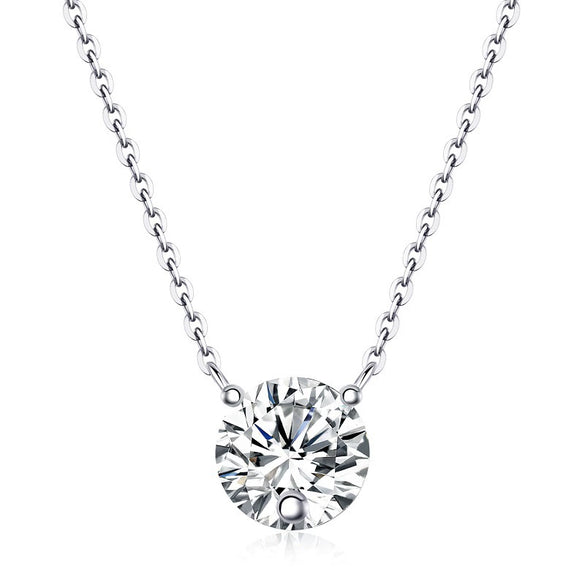 Fashion 925 Silver Geometric Moissanite Inlay Clavicle O Word Chain Necklace For Women