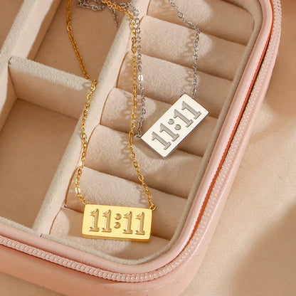 Fashion Simple 18k Gold-plated Letters Box Numbers Stainless Steel Necklace