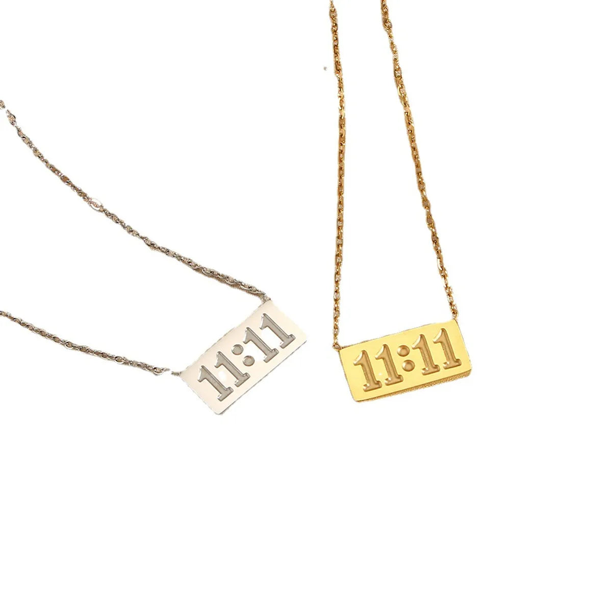 Fashion Simple 18k Gold-plated Letters Box Numbers Stainless Steel Necklace