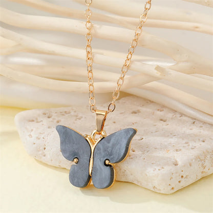 Fashion Simple Acrylic Butterfly Alloy Necklace