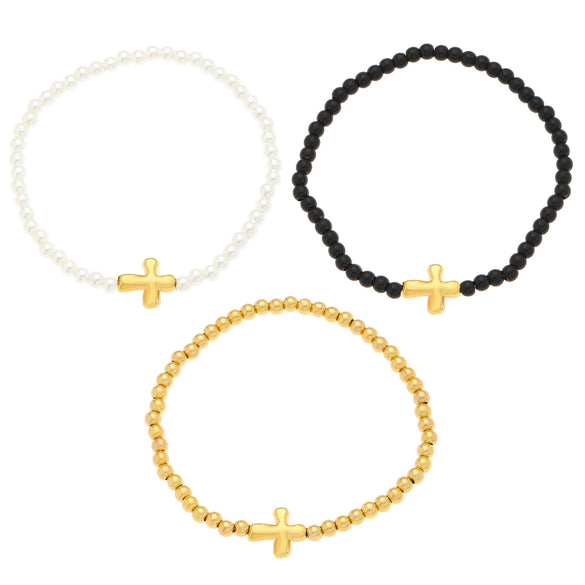 Fashion Simple Allmatch Beaded Elastic Alloy Bracelet With Heart Shape Pattern And Electroplating Treatment For Men And Women