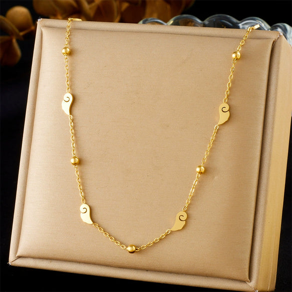 Fashion Simple Allmatch Stainless Steel O Word Chain Necklace With Star Pendant And Electroplating Design