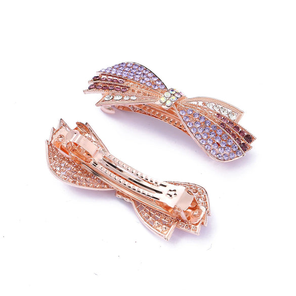 Fashion Simple Alloy Crystal Rhinestone Spring Clip Hairpin For Women