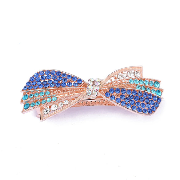 Fashion Simple Alloy Crystal Rhinestone Spring Clip Hairpin For Women