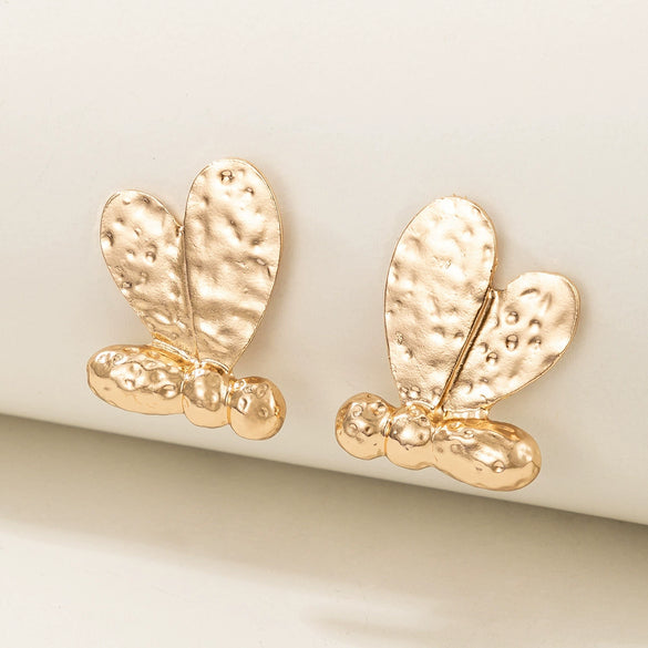 Fashion Simple Alloy Petal Earrings Geometric Irregular Flower Shape Electroplated Personality Earrings For Women