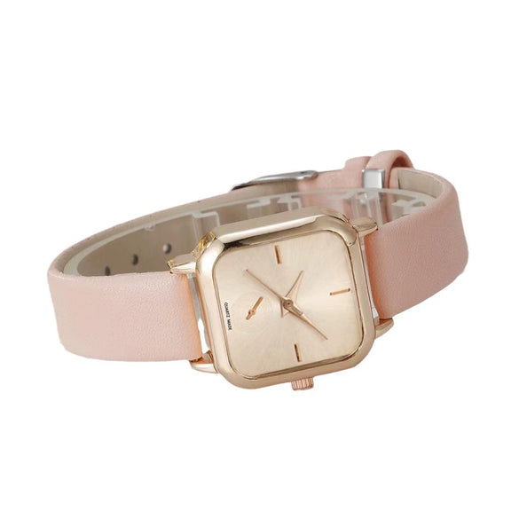 Fashion Simple Business Square Alloy Rhinestone Jewelry Pu Strap Quartz Watch For Female