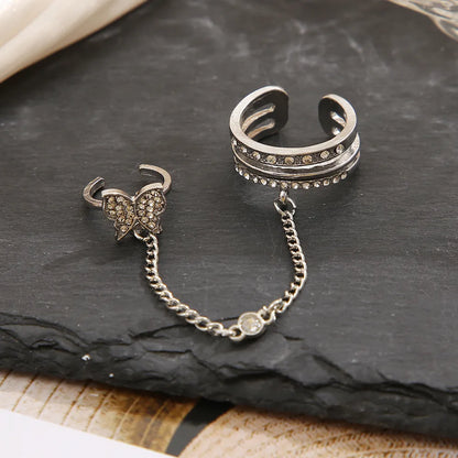 Fashion Simple Butterfly Tassel  Ring Diamond-Embedded Nail Fingertip Ring