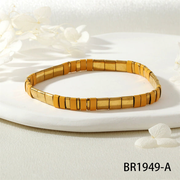 Fashion Simple Candy Color Teilar Beads Tila Bracelet Handmade Chain With Geometric Pattern Mixed Material