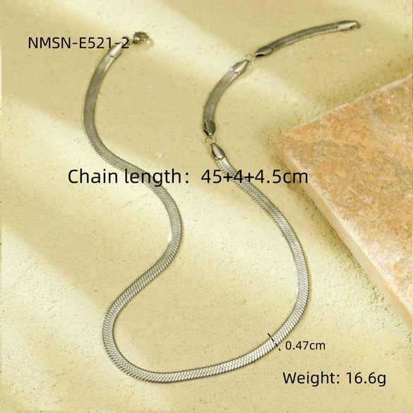 Fashion Simple Classic Stainless Steel Snake Flat Chain Necklace For Men And Women With Electroplating Treatment