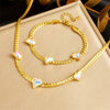 Fashion Simple Color Geometric Cut Square Love Stainless Steel Twist Chain Necklace And Bracelet For Women With Electroplating Treatment
