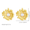 Fashion Simple Commuter Earrings Stainless Steel Gold Plated Irregular Sunflower Pearl For Women