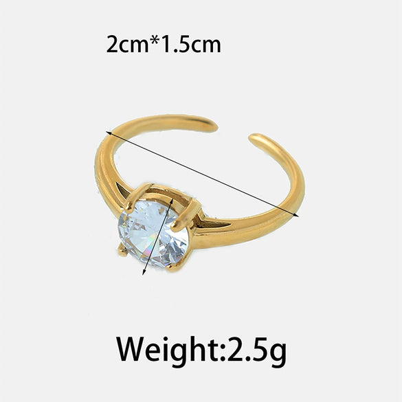 Fashion Simple Commuter Red Opening Geometric Stainless Steel Ring With Electroplating For Women