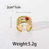 Fashion Simple Commuter Red Opening Geometric Stainless Steel Ring With Electroplating For Women