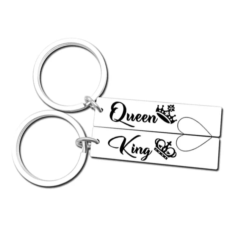 Fashion Simple Couple Valentine'S Day Gift  Lettering Pendant Stainless Steel Keychain