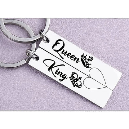 Fashion Simple Couple Valentine'S Day Gift  Lettering Pendant Stainless Steel Keychain