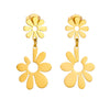 Fashion Simple Creative Gold Plated Stainless Steel Floret Opening Pendant Titanium Steel Earrings Sweet Style Geometric Pattern Electroplated