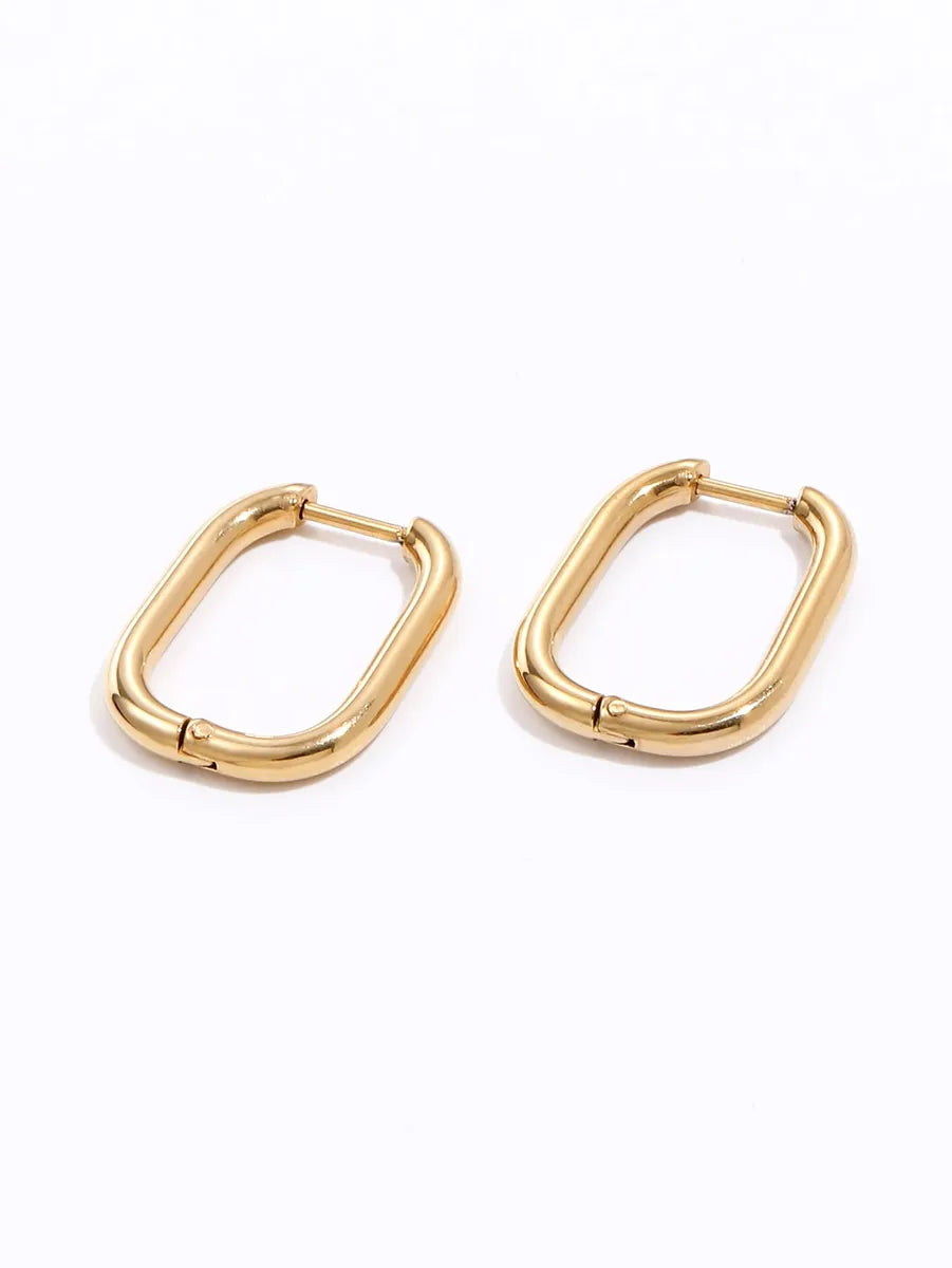 Fashion Simple Creative Ornament Electroplated 18k Gold Oval Stainless Steel Earrings