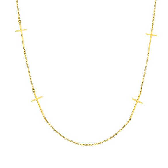 Fashion Simple Cross Stainless Steel Women's Necklace With Electroplating