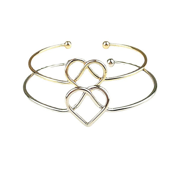Fashion Simple Cut Out Open Metal Bangle Bracelet With Heart And Floral Detail Electroplated Women's Bracelet Accessory