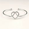 Fashion Simple Cut Out Open Metal Bangle Bracelet With Heart And Floral Detail Electroplated Women's Bracelet Accessory