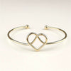 Fashion Simple Cut Out Open Metal Bangle Bracelet With Heart And Floral Detail Electroplated Women's Bracelet Accessory