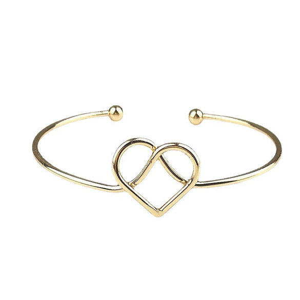 Fashion Simple Cut Out Open Metal Bangle Bracelet With Heart And Floral Detail Electroplated Women's Bracelet Accessory