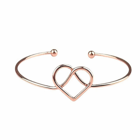 Fashion Simple Cut Out Open Metal Bangle Bracelet With Heart And Floral Detail Electroplated Women's Bracelet Accessory
