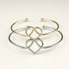 Fashion Simple Cut Out Open Metal Bangle Bracelet With Heart And Floral Detail Electroplated Women's Bracelet Accessory
