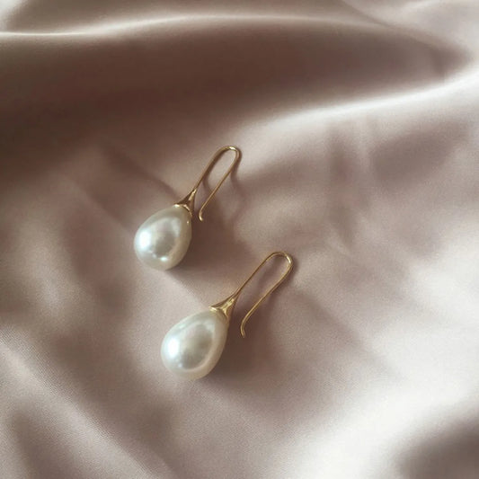 Fashion Simple Cute Water Drop Pearl Pendant Earrings