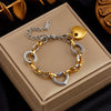Fashion Simple Design Diamond Love Pearl Butterfly Snake Pendant Goldplated Titanium Steel Women's Bracelet