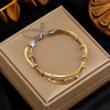 Fashion Simple Design Diamond Love Pearl Butterfly Snake Pendant Goldplated Titanium Steel Women's Bracelet
