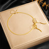 Fashion Simple Design Goldplated Stainless Steel Bow Snake Bone Chain Bracelet For Women