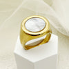 Fashion Simple Design White Fritillaria Stainless Steel Goldplated Women's Ring Jewelry