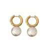 Fashion Simple Elegant Retro Pearl Ball Circle Alloy Gold Earrings For Women With Geometric Design And Electroplating Treatment
