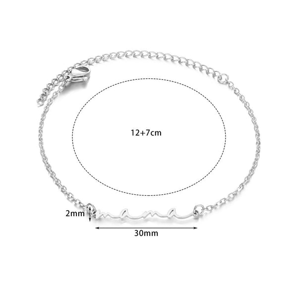 Fashion Simple Elegant Stacking Style Stainless Steel Bracelet With Letters Numbers Text Pendant And Electroplating Treatment