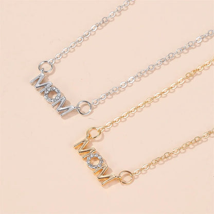 Fashion Simple English Letter Necklace Mother Pendant Clavicle Chain Mom Mother'S Day Necklace