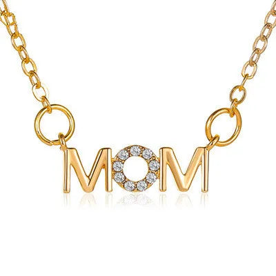 Fashion Simple English Letter Necklace Mother Pendant Clavicle Chain Mom Mother'S Day Necklace