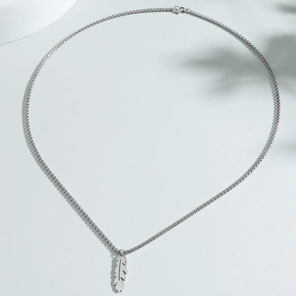 Fashion Simple Feather Necklace Personalized Stainless Steel Leaf Pendant Cross-Border Jewelry